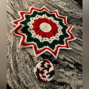 Crochet Starburst Table Mat and Coaster Set